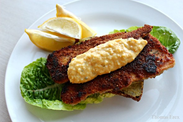 vegansk fiskefilet, persillerodsfilet, pastinak, fisk, remoulade